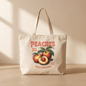 Peaches - Fermuarlı Tote Bag