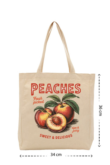 Peaches - Kanvas Çanta - Krem