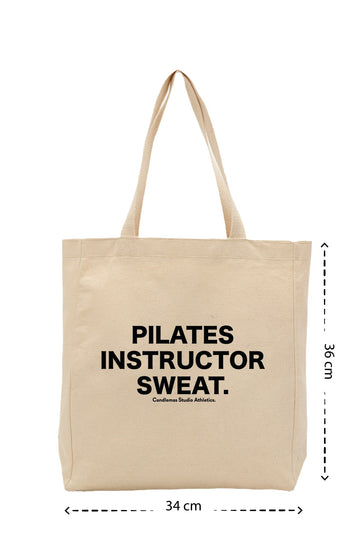 " Pilates Instructor Sweat " - Kanvas Çanta - Krem