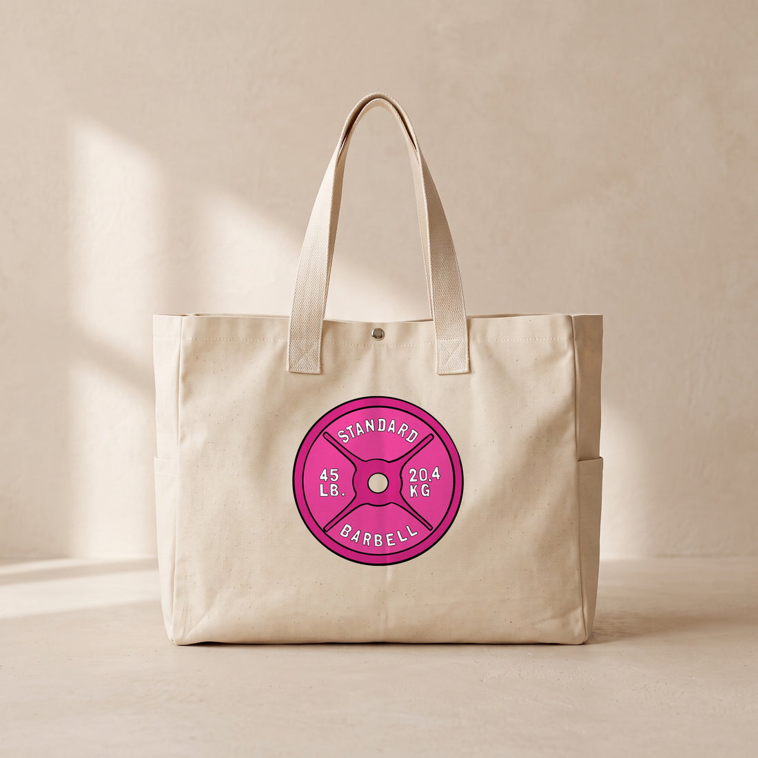 Pink Barbell - Çıtçıtlı Tote Bag