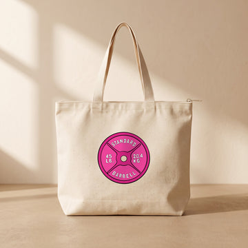 Pink Barbell - Fermuarlı Tote Bag