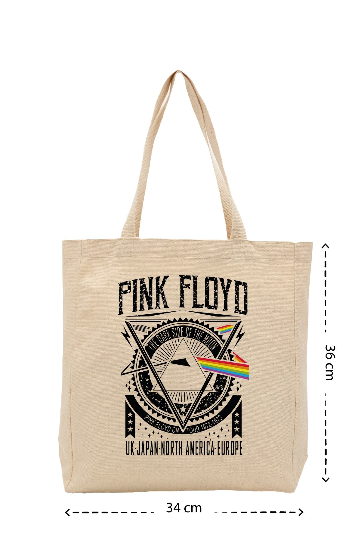 Pink Floyd Dark - Kanvas Çanta - Krem