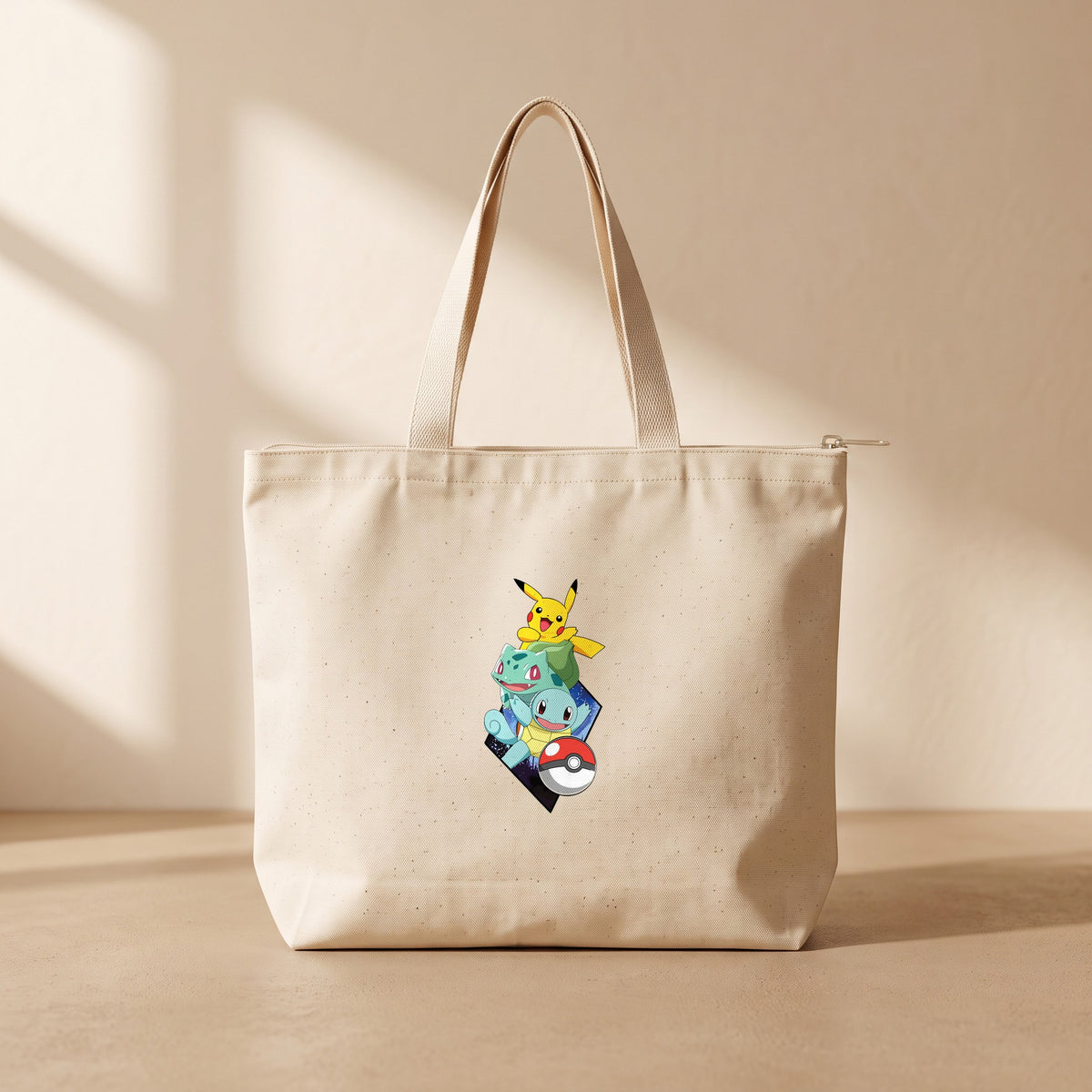 Poke Love - Fermuarlı Tote Bag