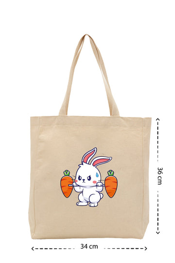 Rabbit Gym - Kanvas Çanta - Krem