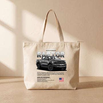Raptor - Fermuarlı Tote Bag