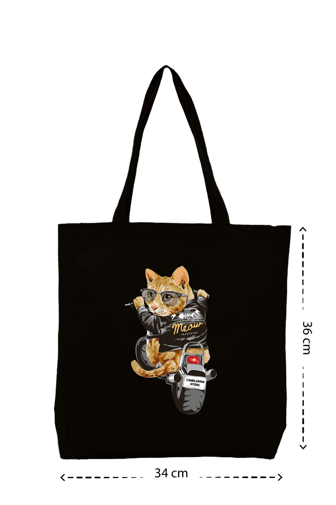 Rider Cat - Kanvas Çanta - Krem