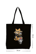 Rider Cat - Kanvas Çanta - Siyah