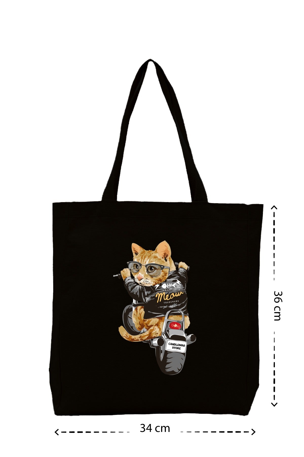 Rider Cat - Kanvas Çanta - Siyah