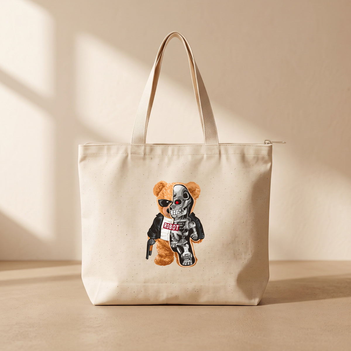 Robot Bear - Fermuarlı Tote Bag