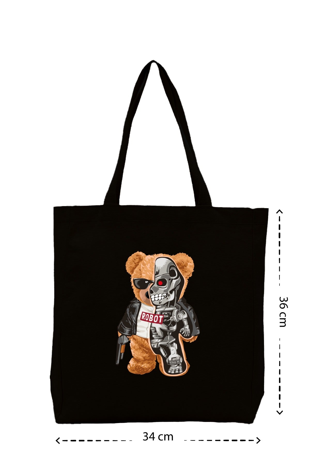 Robot Bear - Kanvas Çanta - Siyah