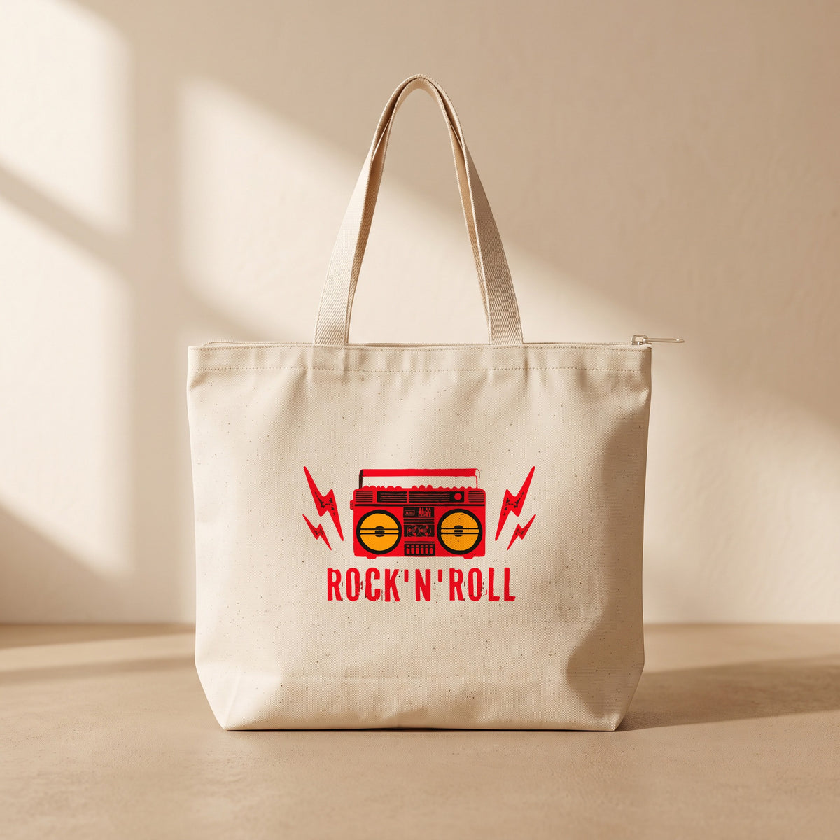 Rock_n Roll - Fermuarlı Tote Bag