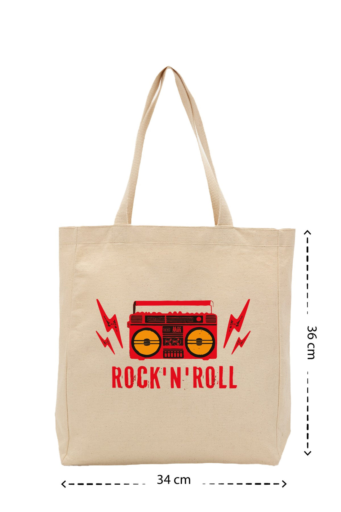 Rock_n Roll - Kanvas Çanta - Krem
