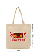 Rock_n Roll - Kanvas Çanta - Krem