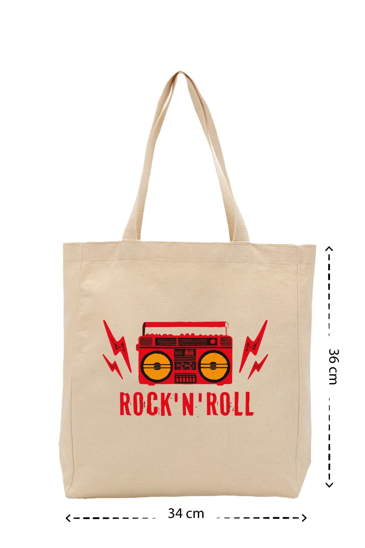 Rock_n Roll - Kanvas Çanta - Krem