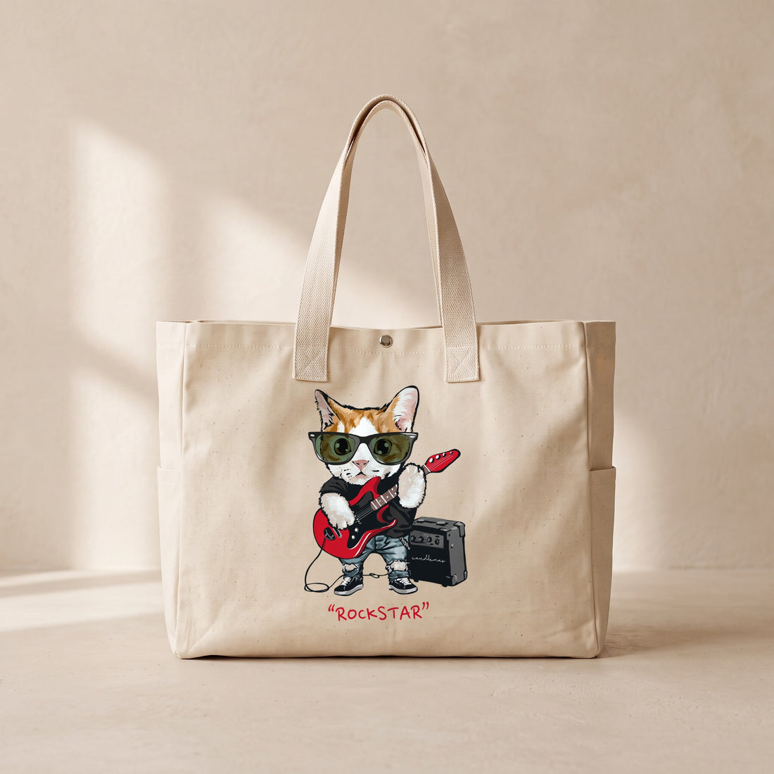 Rockstar Kedi - Çıtçıtlı Tote Bag