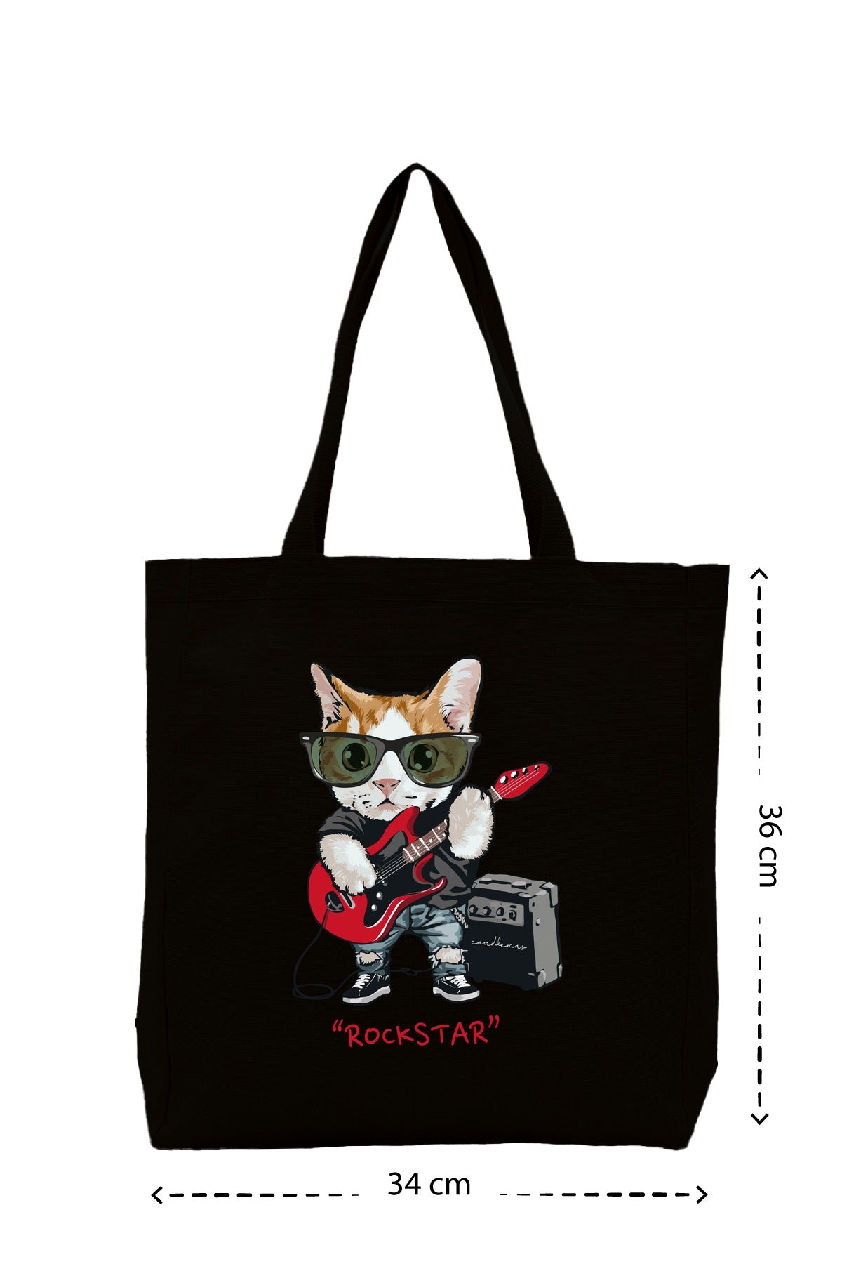 Rockstar Kedi - Kanvas Çanta - Siyah