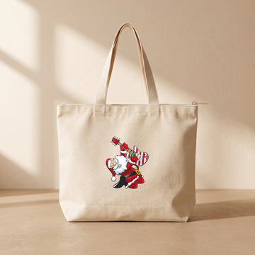 Rockstar Noel Baba - Fermuarlı Tote Bag