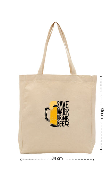 Save Water - Kanvas Çanta - Krem