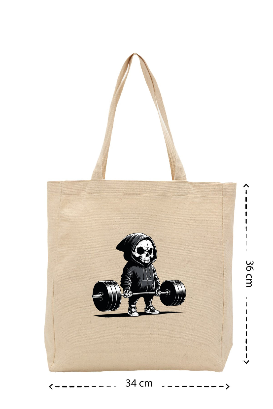 Skeleton Gym - Kanvas Çanta - Krem