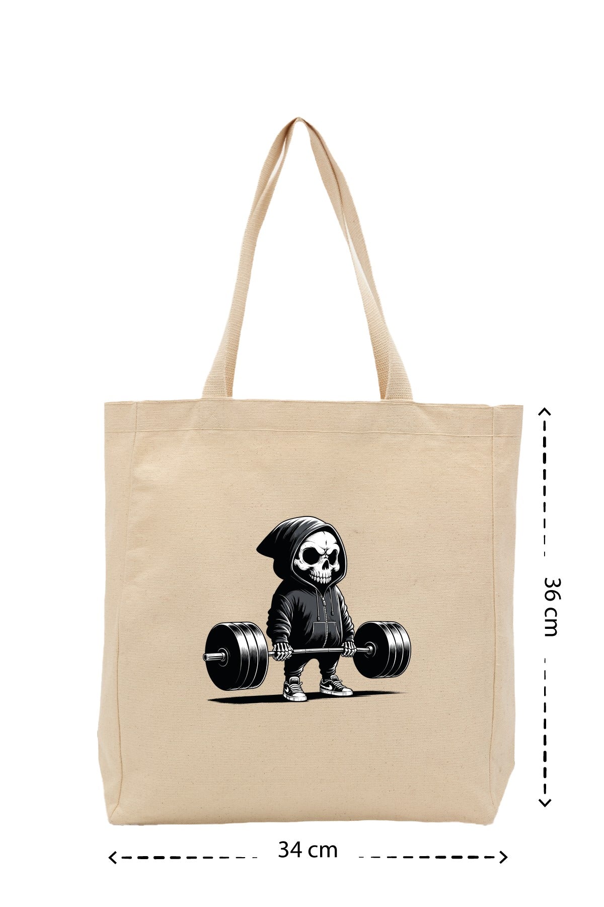 Skeleton Gym - Kanvas Çanta - Krem