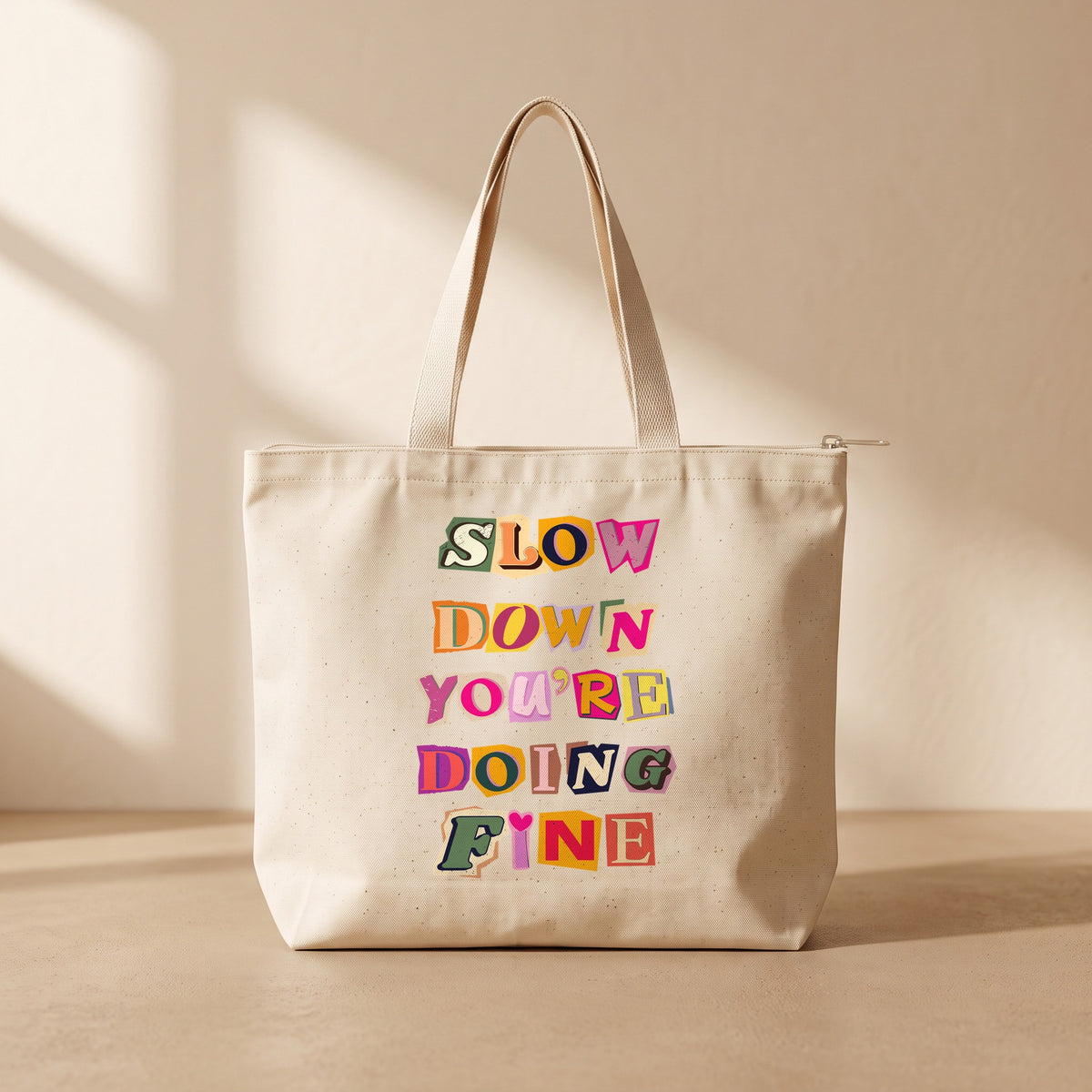 Slow Down - Fermuarlı Tote Bag