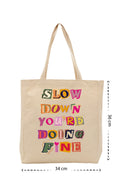 Slow Down - Kanvas Çanta - Krem
