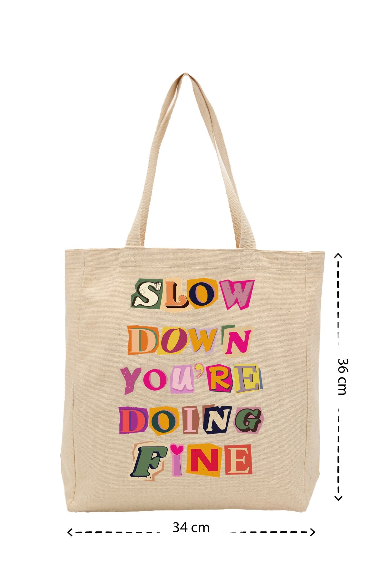 Slow Down - Kanvas Çanta - Krem