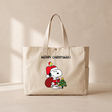 Snoopy Christmas - Çıtçıtlı Tote Bag