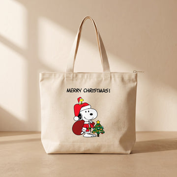 Snoopy Christmas - Fermuarlı Tote Bag