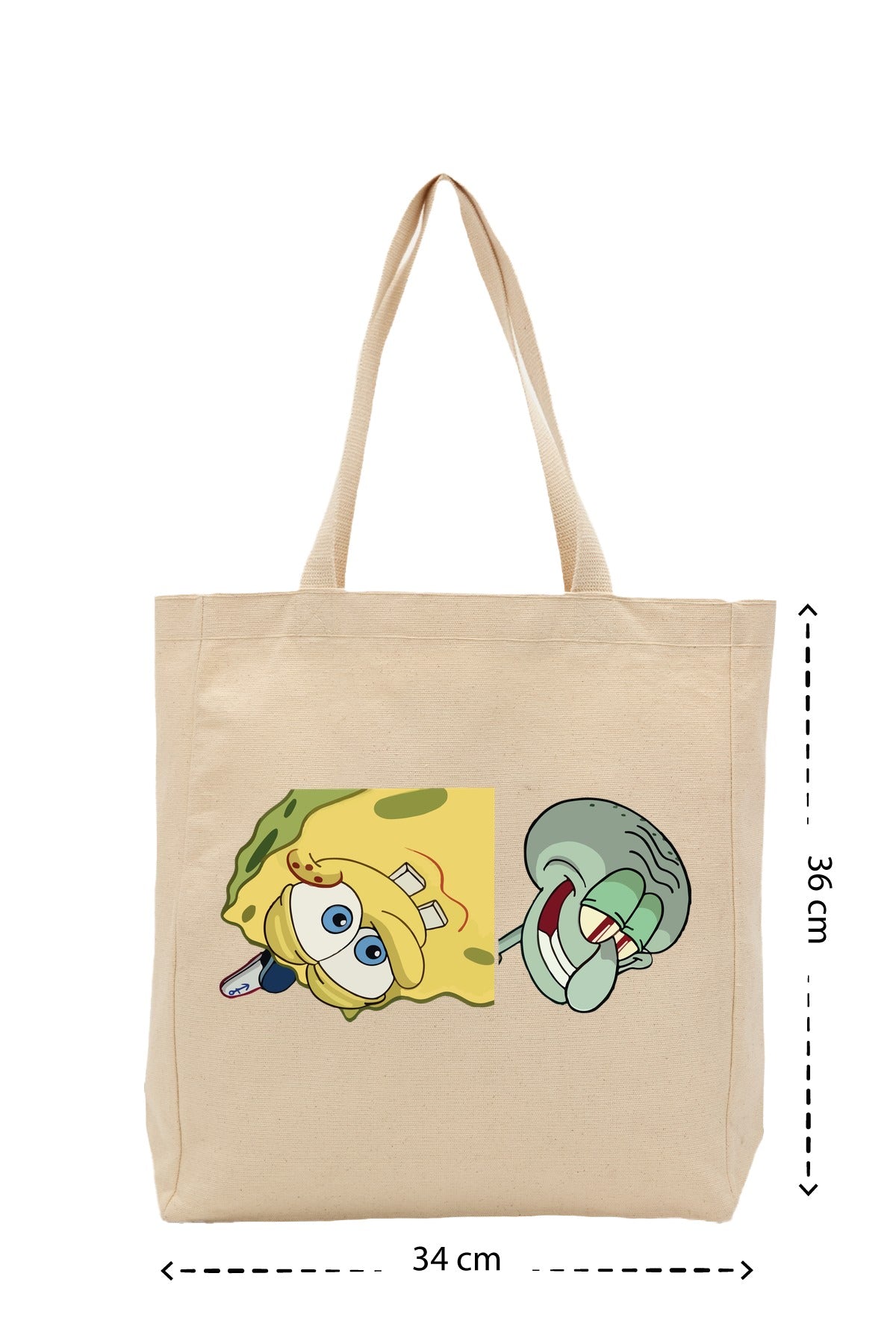 Sponge Bob - Kanvas Çanta - Krem