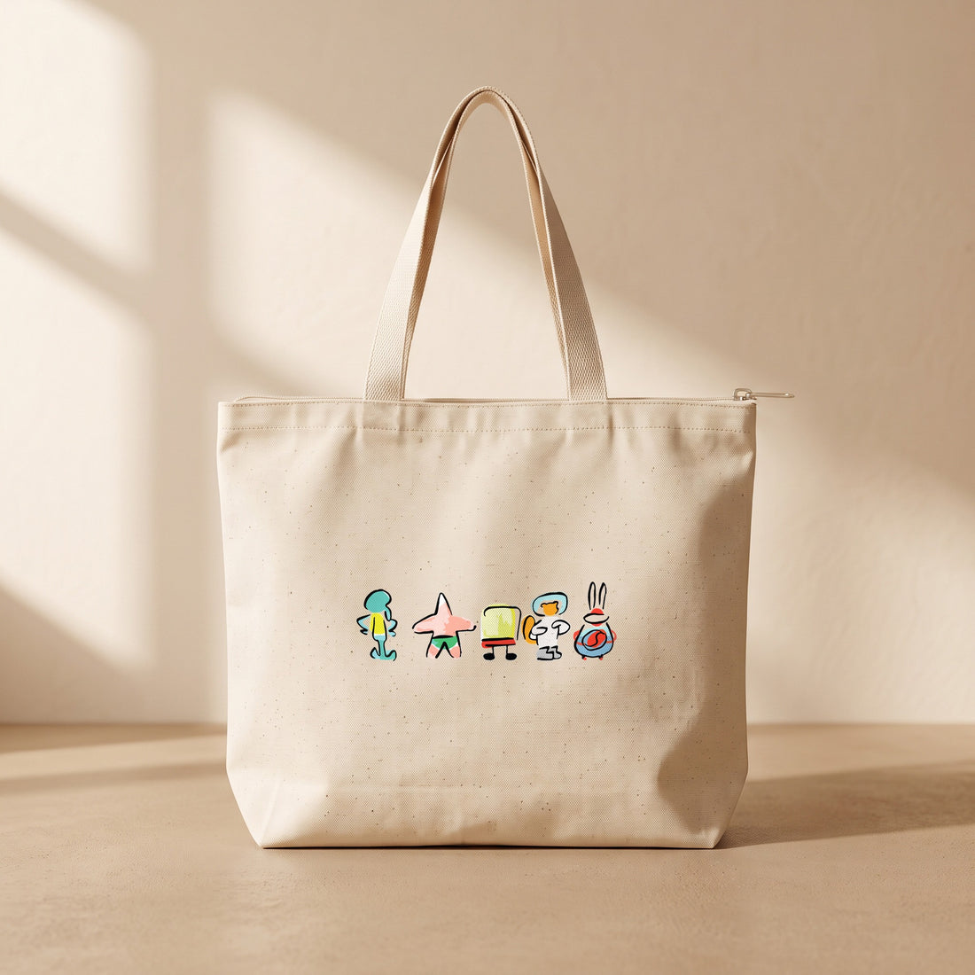 Sponge Family - Fermuarlı Tote Bag