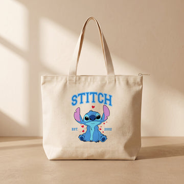 Stitch Valentine - Fermuarlı Tote Bag