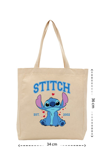 Stitch Valentine - Kanvas Çanta - Krem