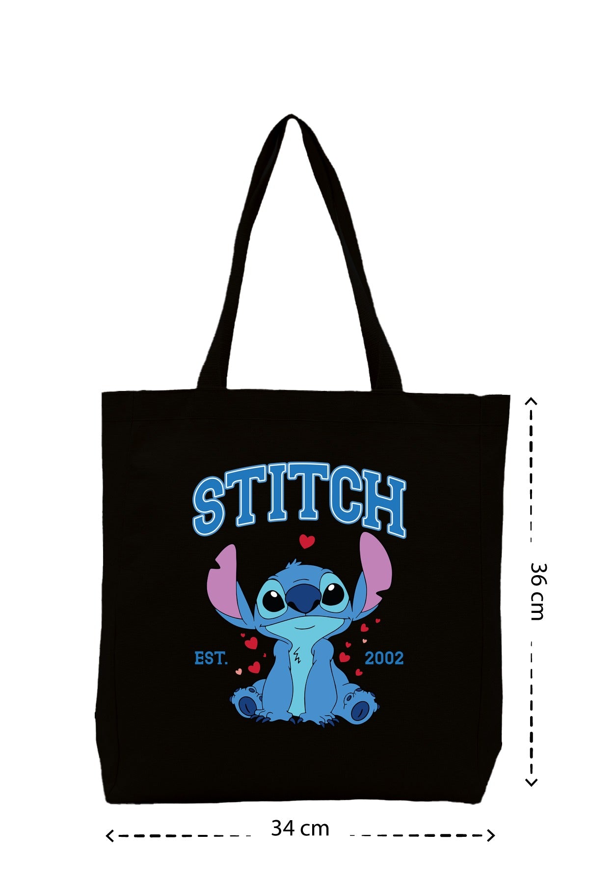 Stitch Valentine - Kanvas Çanta - Siyah