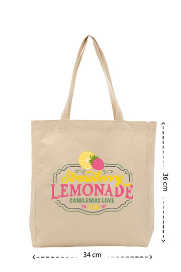 Strawberry Lemonade - Kanvas Çanta - Krem