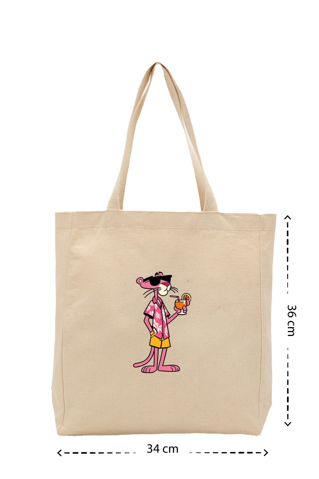 Summer Pink Panther - Kanvas Çanta - Krem