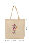 Summer Pink Panther - Kanvas Çanta - Krem