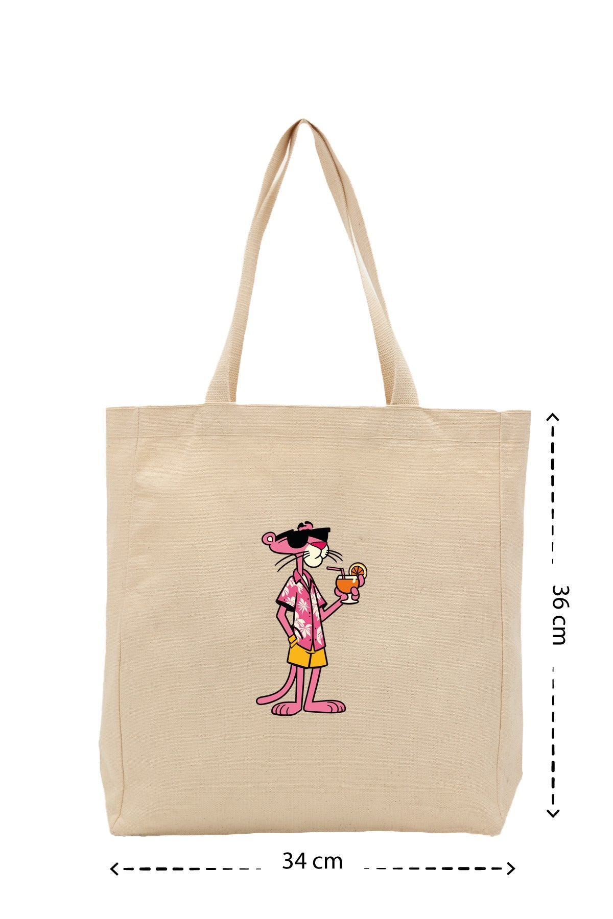 Summer Pink Panther - Kanvas Çanta - Krem