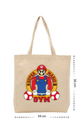Super Mario Gym - Kanvas Çanta - Krem