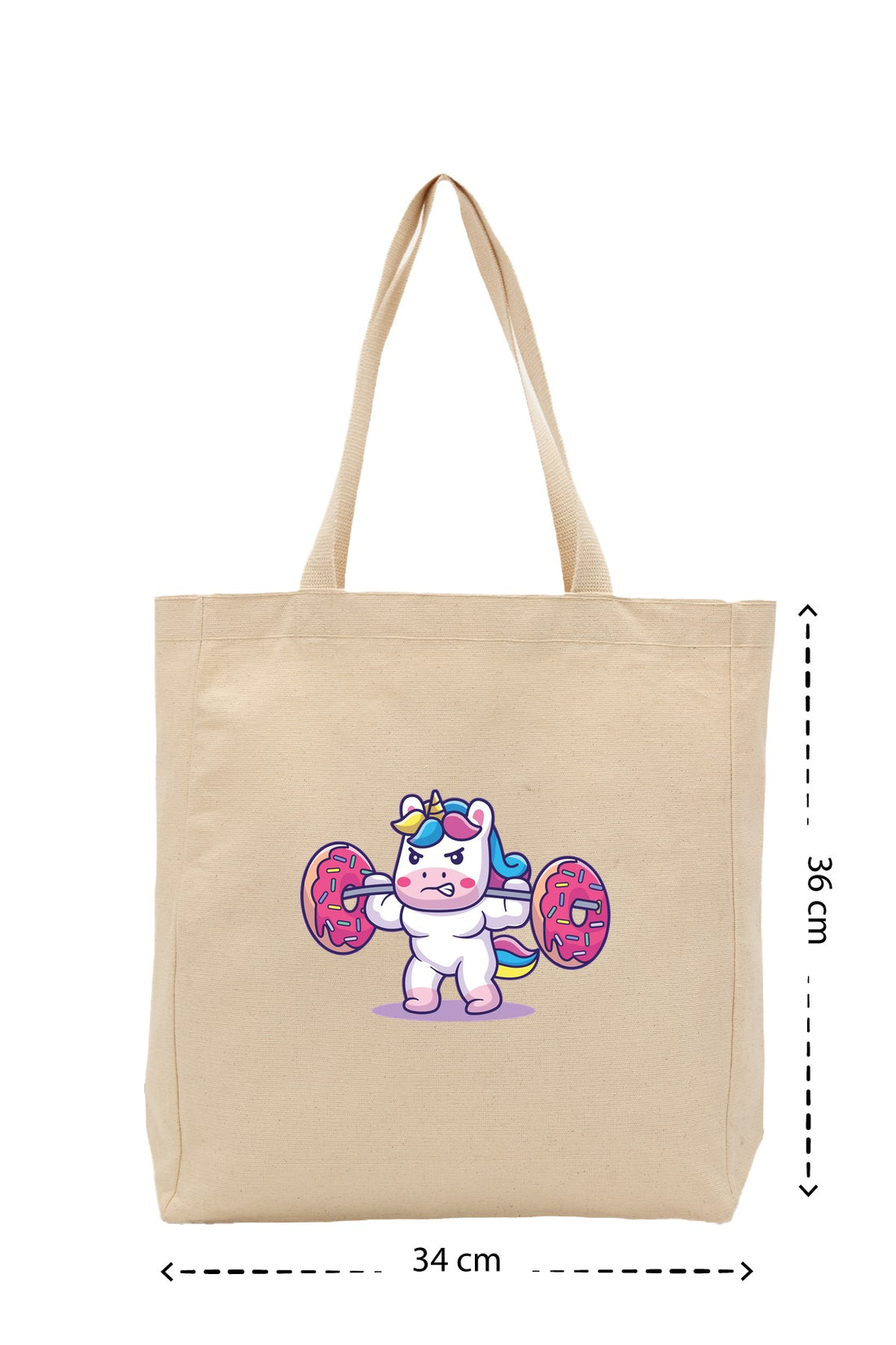 Sweety Unicorn Gym - Kanvas Çanta - Krem