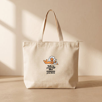 Talk To Yourself - Fermuarlı Tote Bag