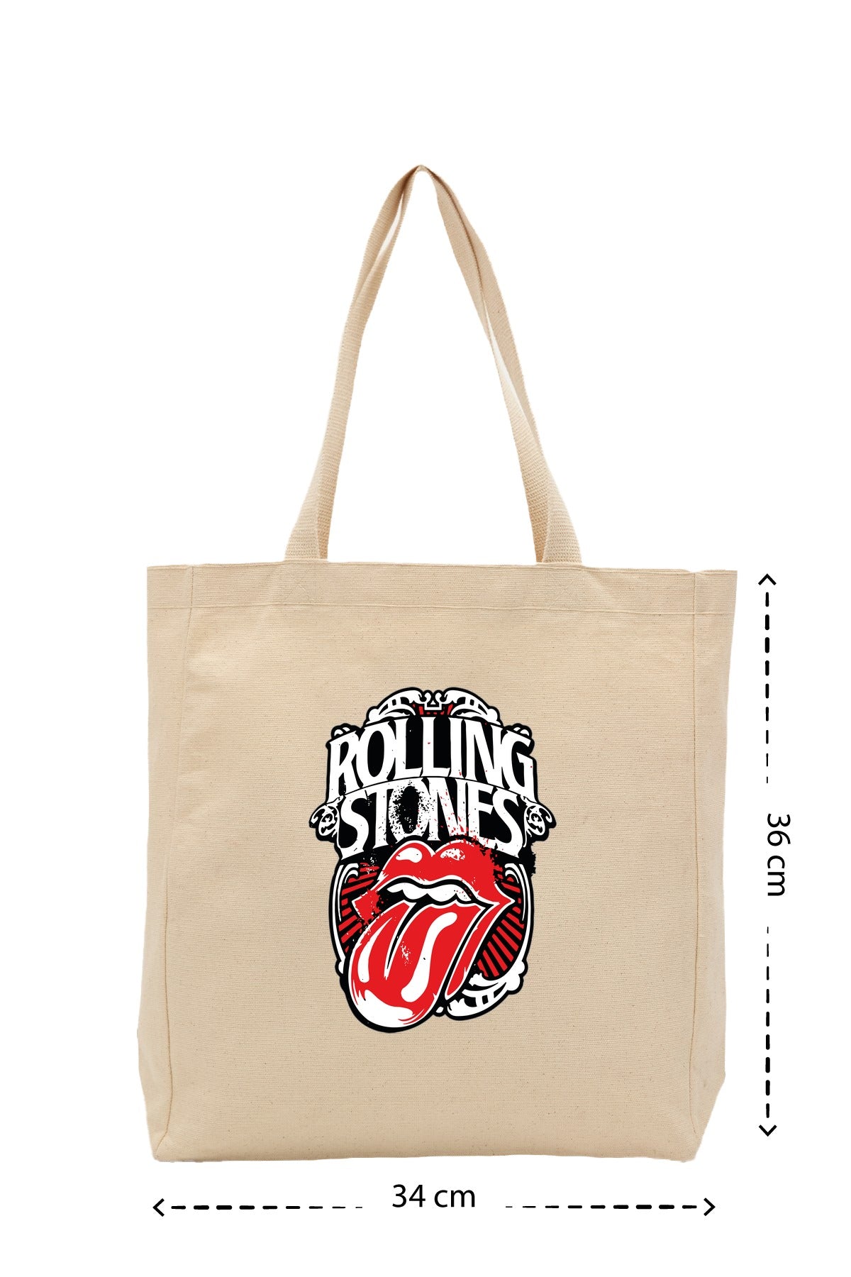 The Rolling Stones - Kanvas Çanta - Krem