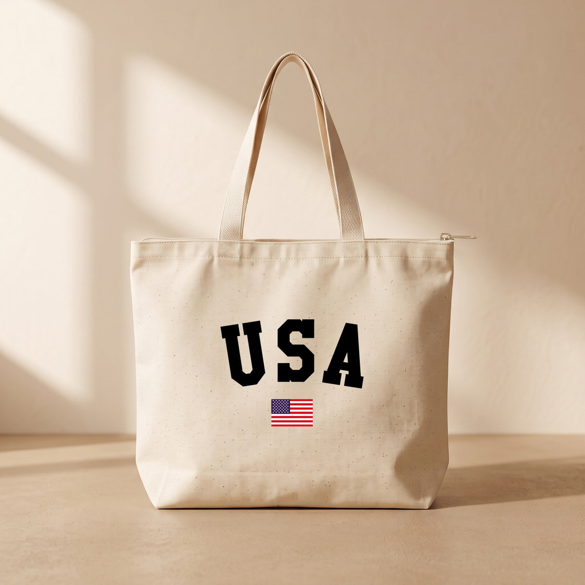 U.S.A - Fermuarlı Tote Bag