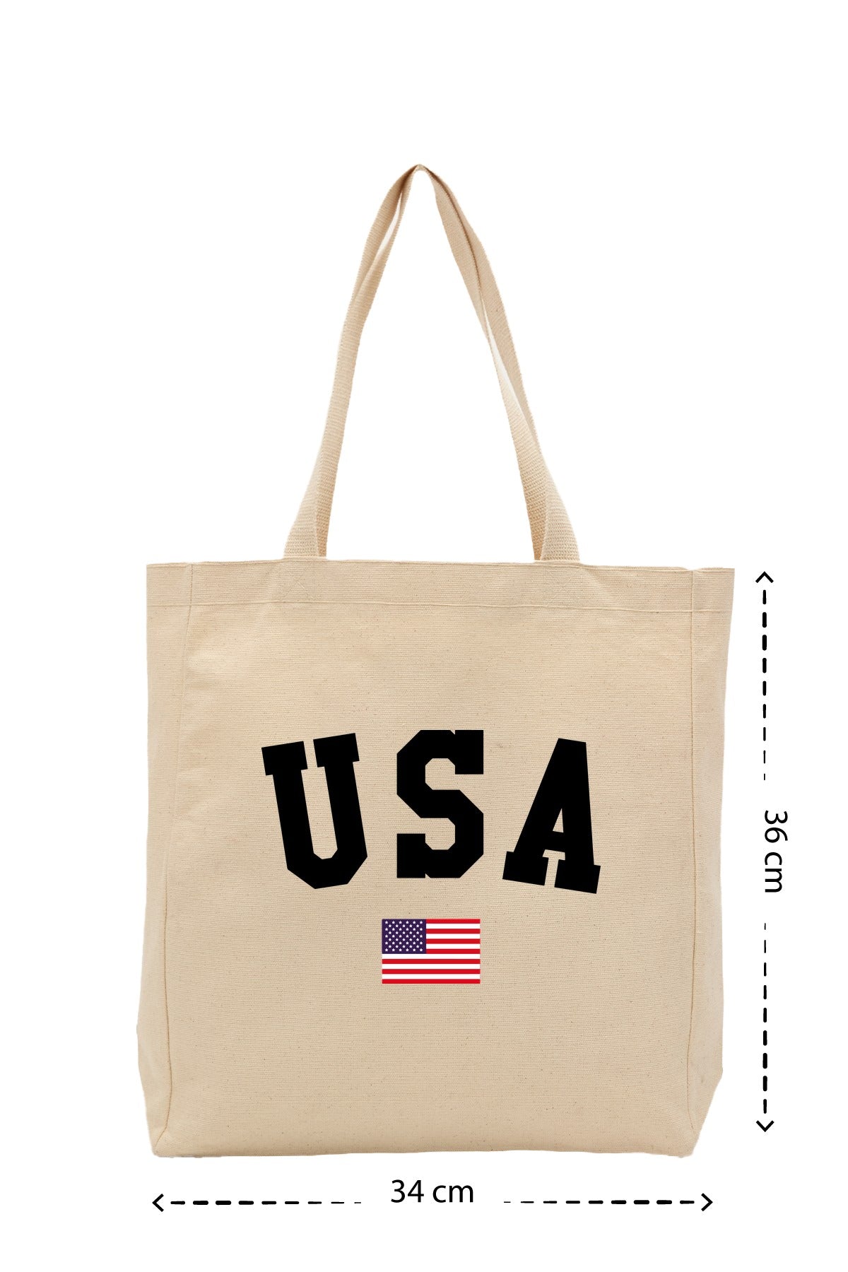 U.S.A - Kanvas Çanta - Krem