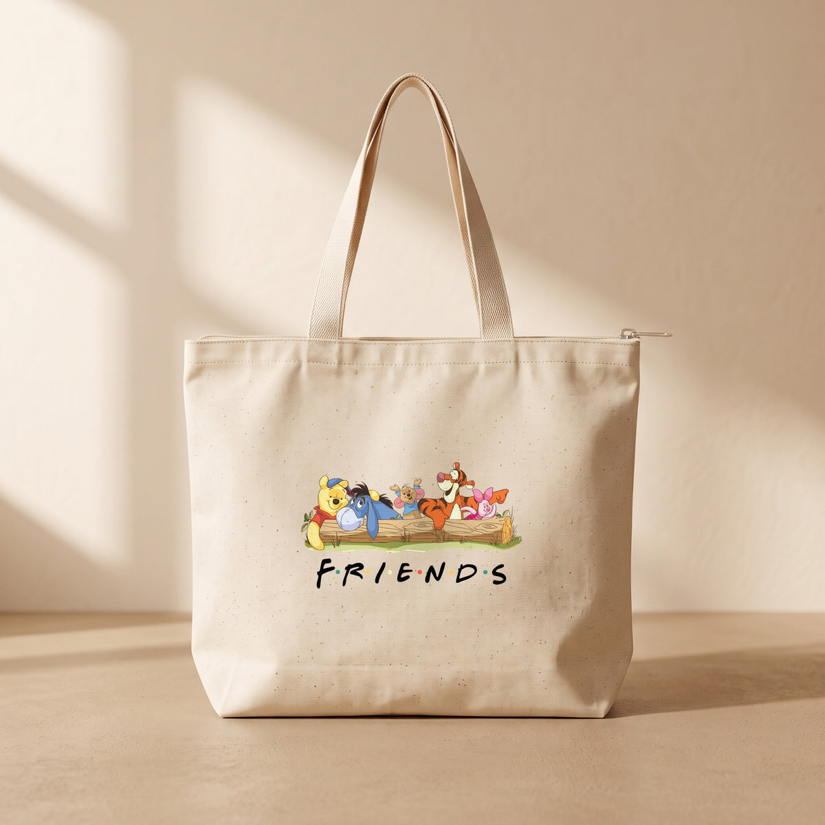 Winnie Friends - Fermuarlı Tote Bag