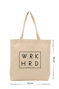 Work Hard - Kanvas Çanta - Krem