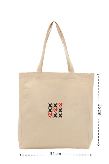 XOXO - Kanvas Çanta - Krem